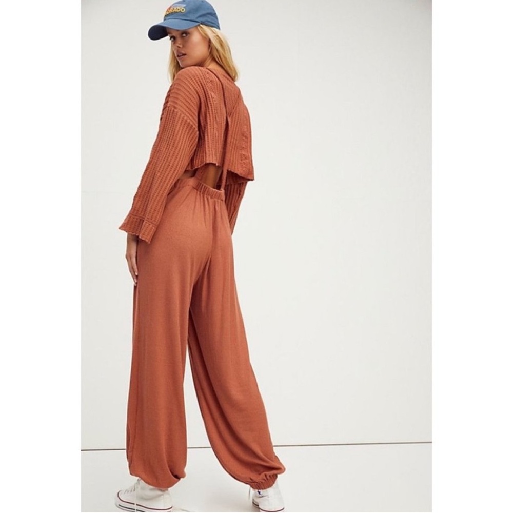NWT Free People Dylan Knit Set Jumpsuit Sweater Set in Orange - Picture 2 of 2